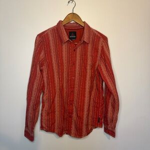 Prana Men’s Medium Long Sleeve Button Down Shirt Orange Southwestern 100% Cotton